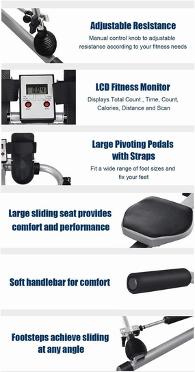 Fitness Equipment Multi-Function Home Foldable Rowing Machines Adjustable Resistance Aerobic Exercise Compact Folding Rowing Machine Hydraulic Silent Slimming Fitness Equipment