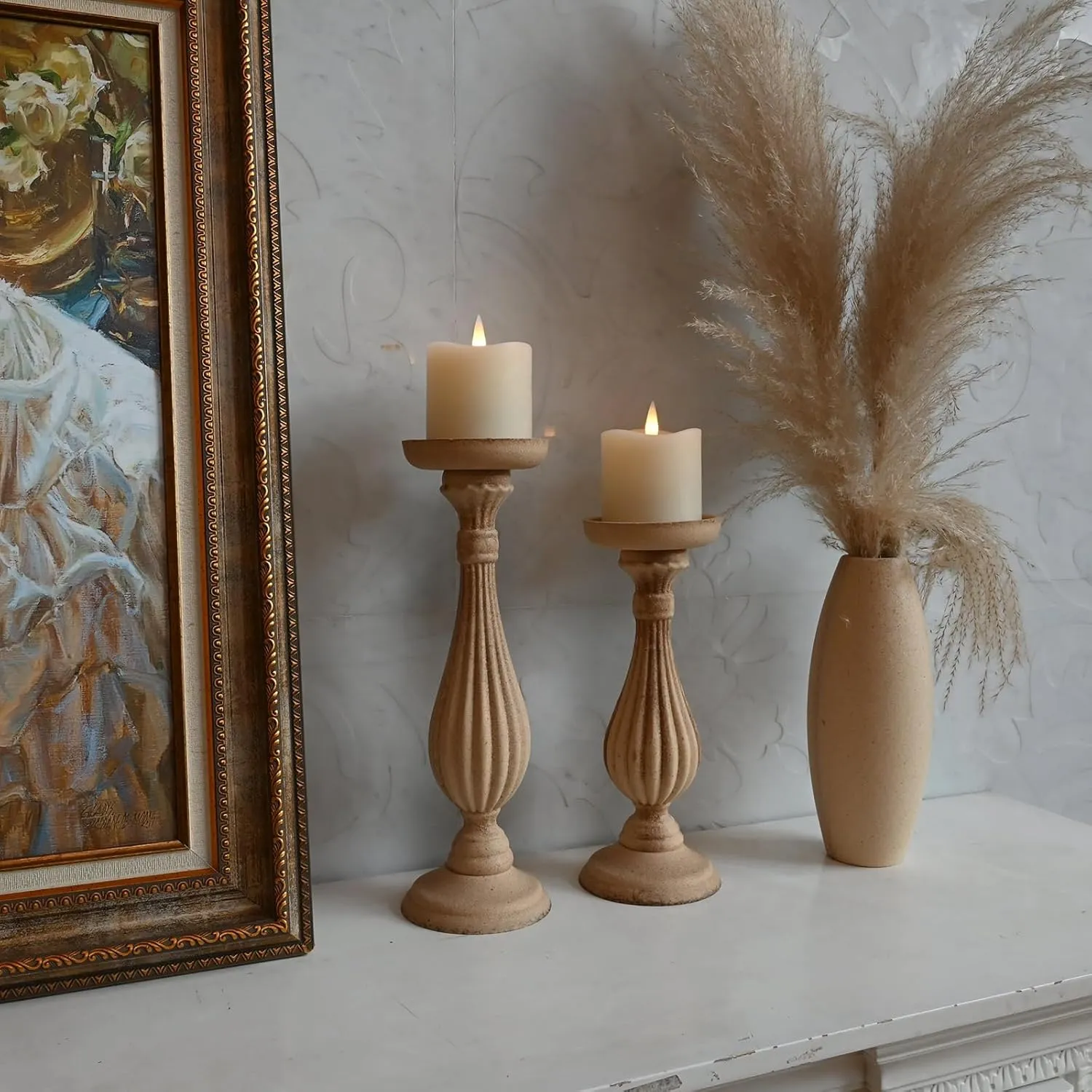 Flameless Pillar Candles Flickering with Remote Timer, Battery Operated LED Candles Up to 400 Hours, 3D Moving Flame Real Wax Candles, Set of 1, D3 x H3, Remote Included(Ivory)