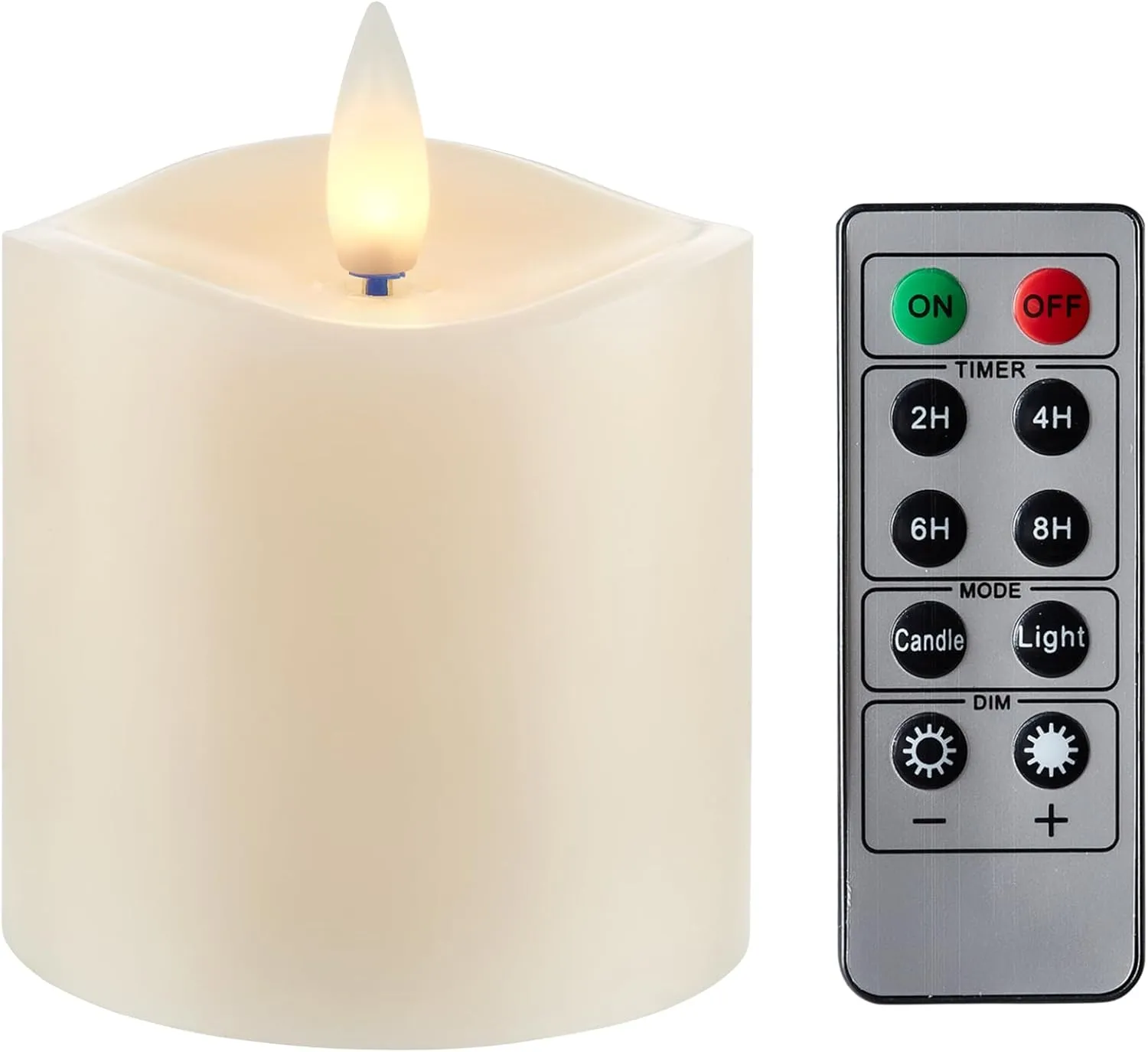 Flameless Pillar Candles Flickering with Remote Timer, Battery Operated LED Candles Up to 400 Hours, 3D Moving Flame Real Wax Candles, Set of 1, D3 x H3, Remote Included(Ivory)