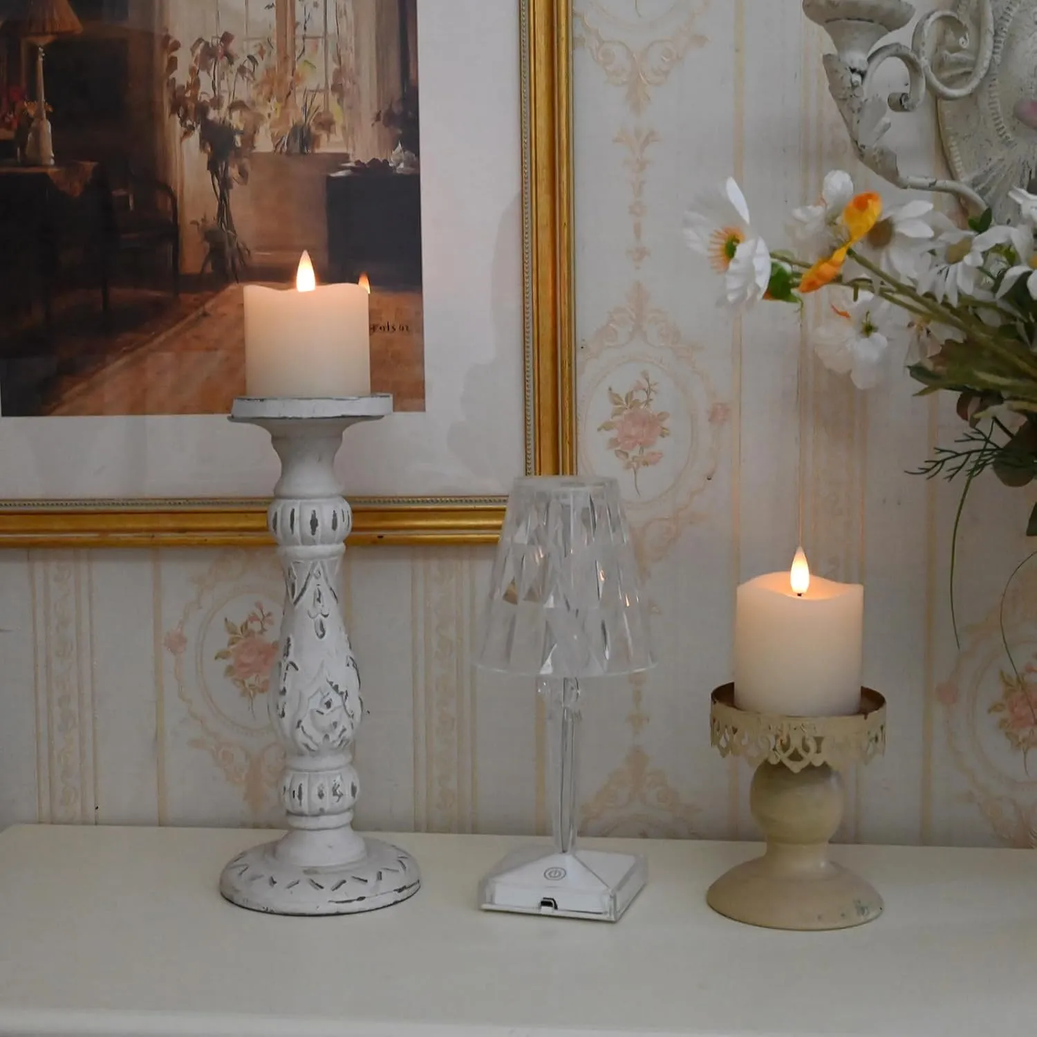 Flameless Pillar Candles Flickering with Remote Timer, Battery Operated LED Candles Up to 400 Hours, 3D Moving Flame Real Wax Candles, Set of 1, D3 x H3, Remote Included(Ivory)