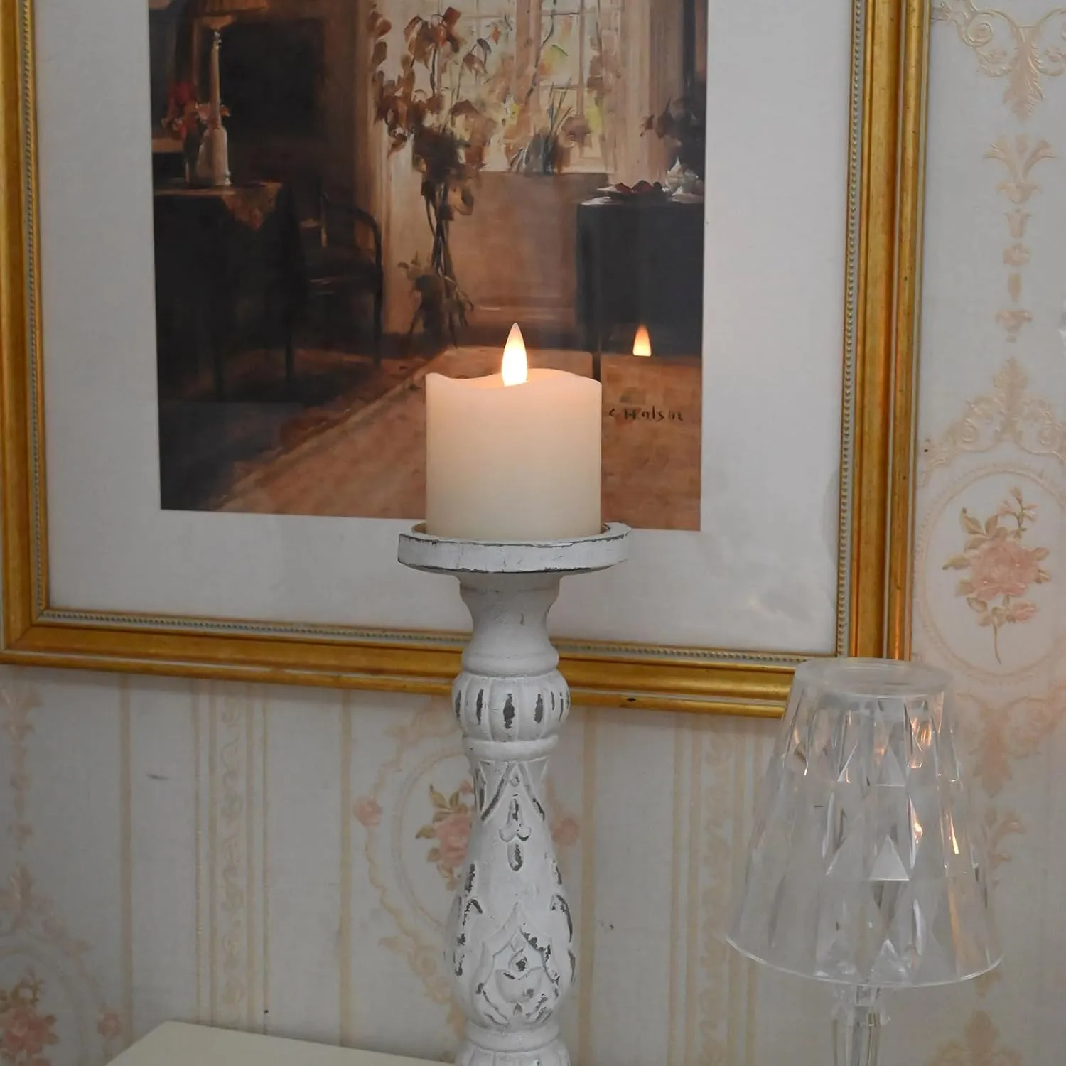 Flameless Pillar Candles Flickering with Remote Timer, Battery Operated LED Candles Up to 400 Hours, 3D Moving Flame Real Wax Candles, Set of 1, D3 x H3, Remote Included(Ivory)