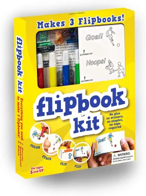 Fliptomania Make Your Own Flipbook: Basketball and Soccer - Paper Stop Motion Animation Kit for Kids 6-12 and Creative Artists