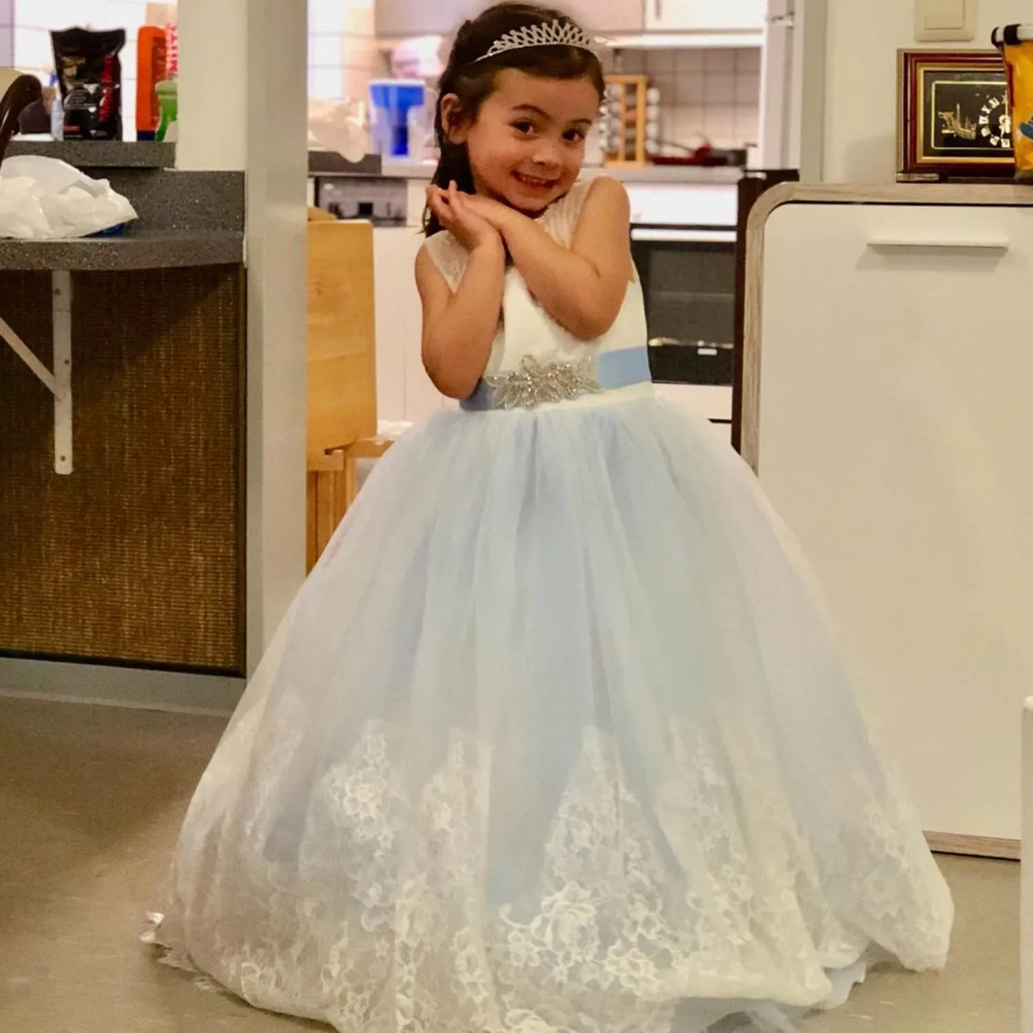 Flower Girl Dress for Wedding Kids Lace Pageant Ball Gowns
