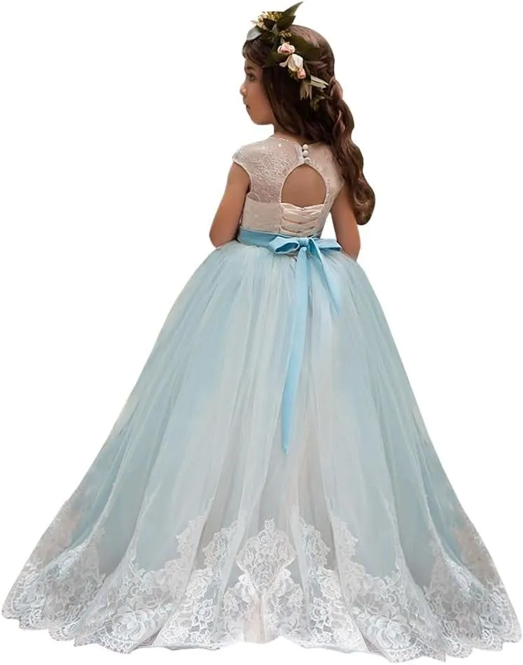 Flower Girl Dress for Wedding Kids Lace Pageant Ball Gowns