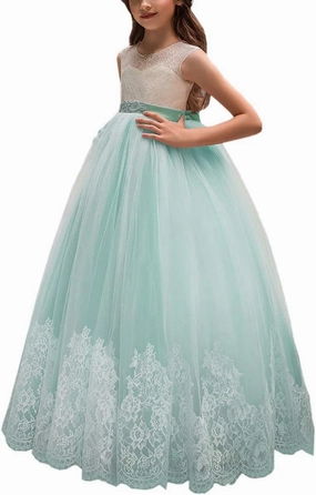 Flower Girl Dress for Wedding Kids Lace Pageant Ball Gowns