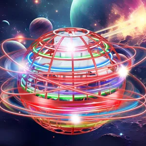 Flying Orb Ball, 2024 Upgraded Flying Ball Toys, Hover Ball Cosmic Globe Ball with LED, Hand Controlled Drone Cool Toys Gift for 6 7 8 9 10 11 12  Years Old Boy Girls Birthday Gift(Red)