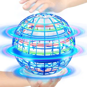 Flying Orb Ball Toy,Flying Ball Drone Hand Controlled, Flying Hover Ball Toys with LED Light, Cool Toys Birthday Gift, Cosmic Globe Boomerang Ball for Boys and Girls (Blue)