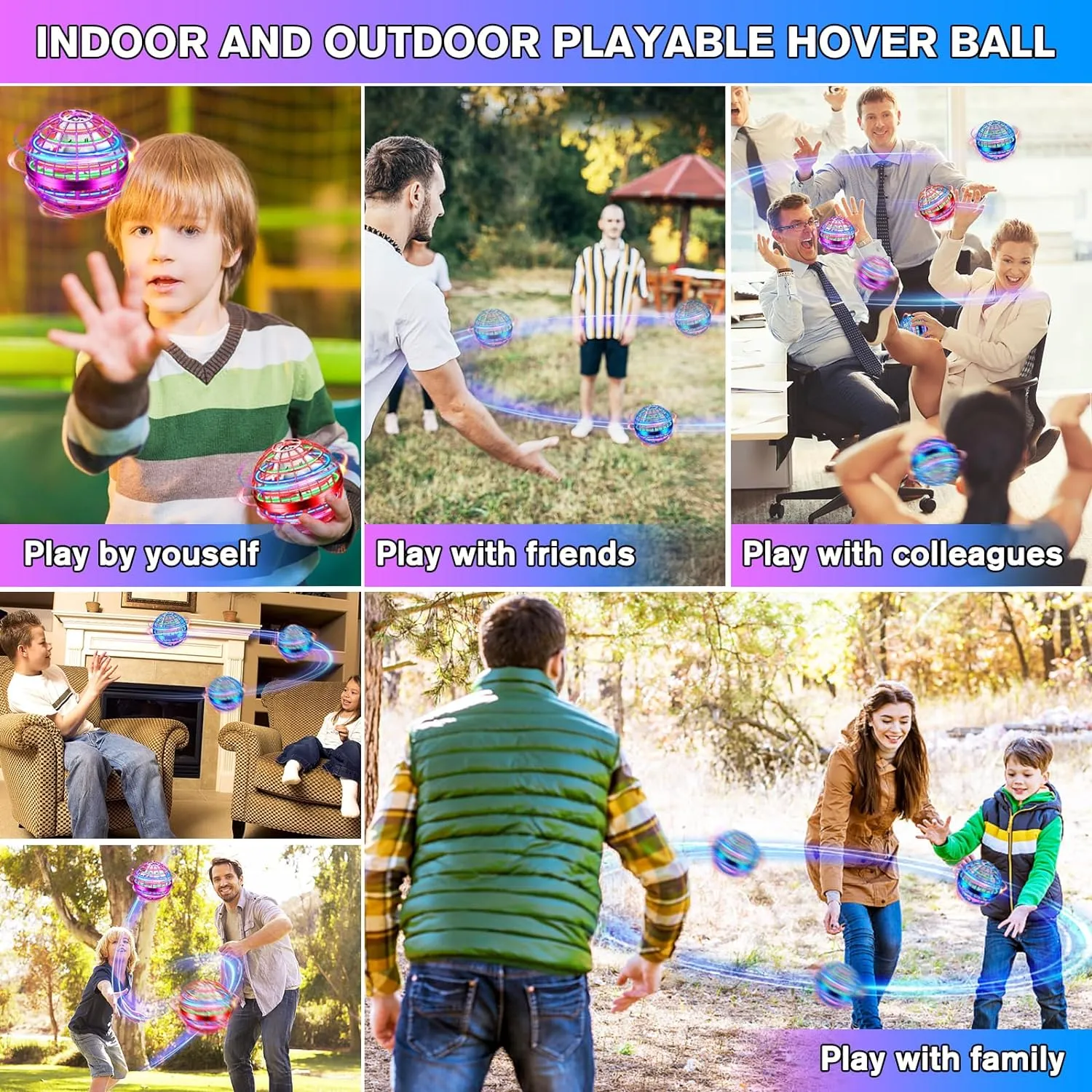 Flying Orb Ball Toy,Flying Ball Drone Hand Controlled, Flying Hover Ball Toys with LED Light, Cool Toys Birthday Gift, Cosmic Globe Boomerang Ball for Boys and Girls (Blue)
