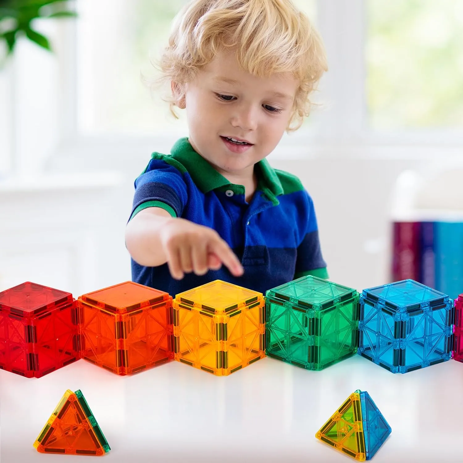 FNJO Magnetic Tiles, 110PCS Magnet Building Set, Magnetic Building Blocks,Construction STEM Learning and Playing Toys for Kids, Montessori Toy for Preschool Boys Girls Toddlers Classroom Must-Haves