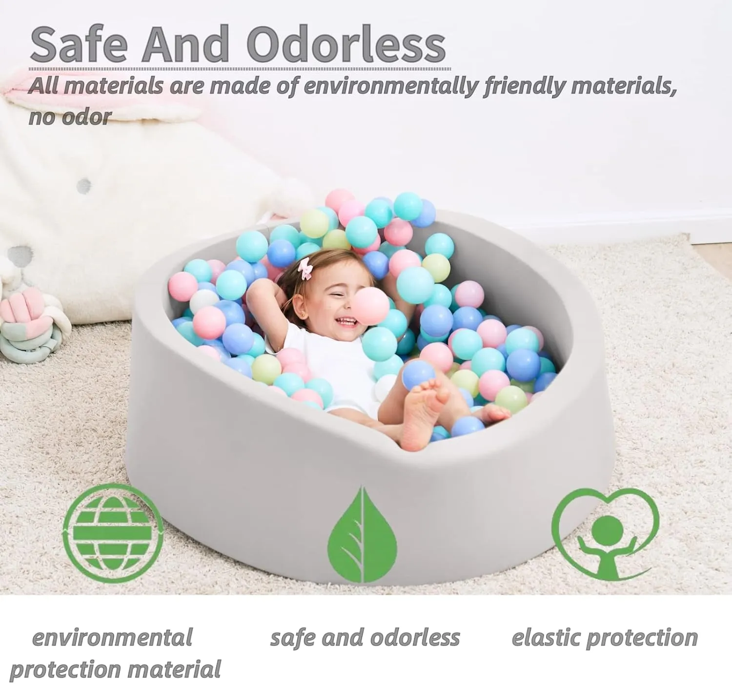 Foam Ball Pit for Toddlers, 35 Inch Baby Ball Pit Soft Round and Easy to Set or Clean, Baby Playpen Ball Pool is Ideal Gift for Kids-Balls NOT Included