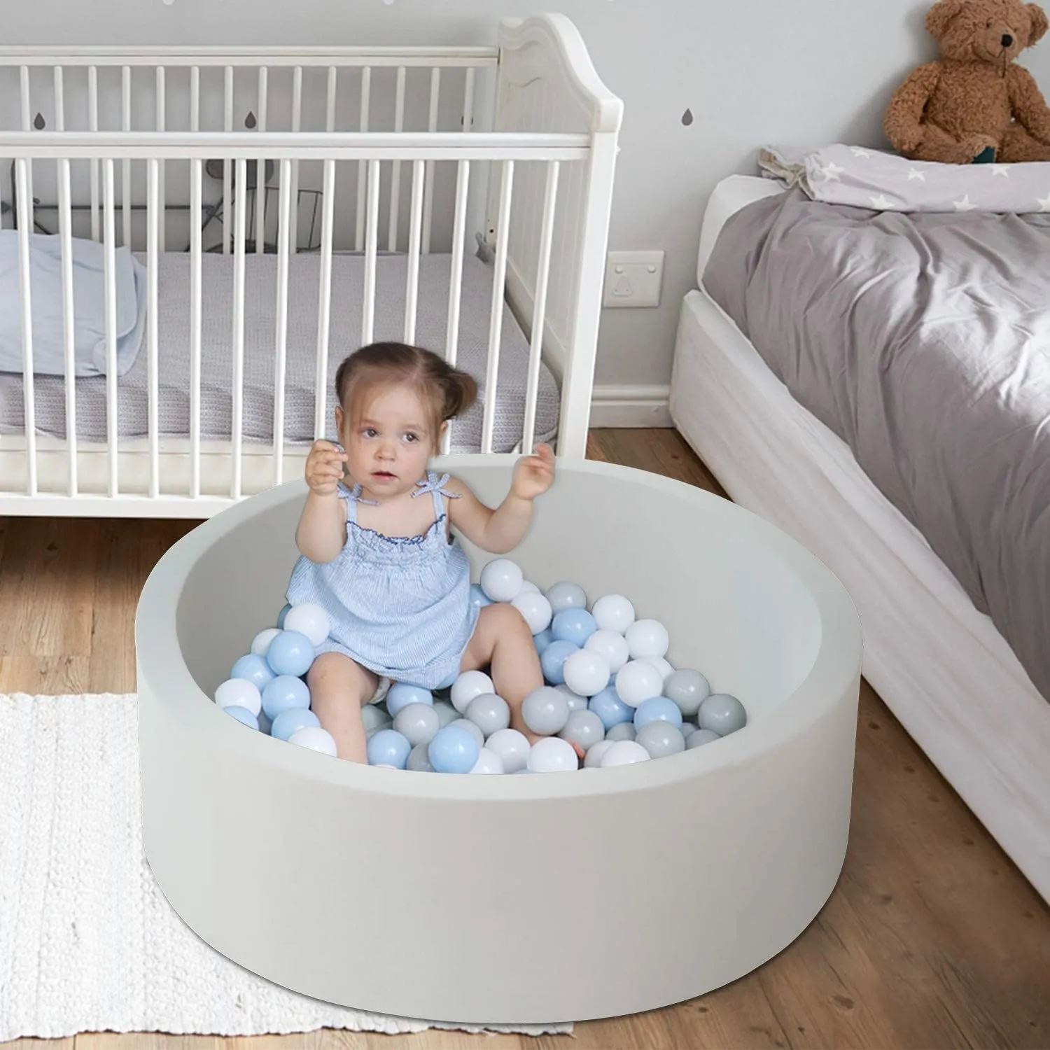 Foam Ball Pit for Toddlers Kids Soft Ball Pool Ideal Gift Play Toy for Children Kiddie Pools - Light Gray