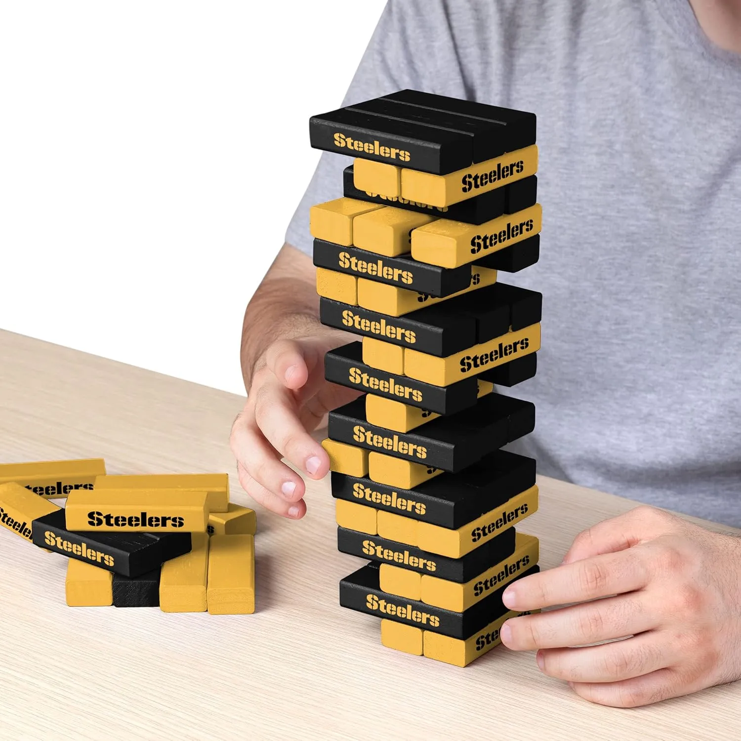 FOCO NFL Unisex-Adult NFL Team Logo Stackable Blocks Game