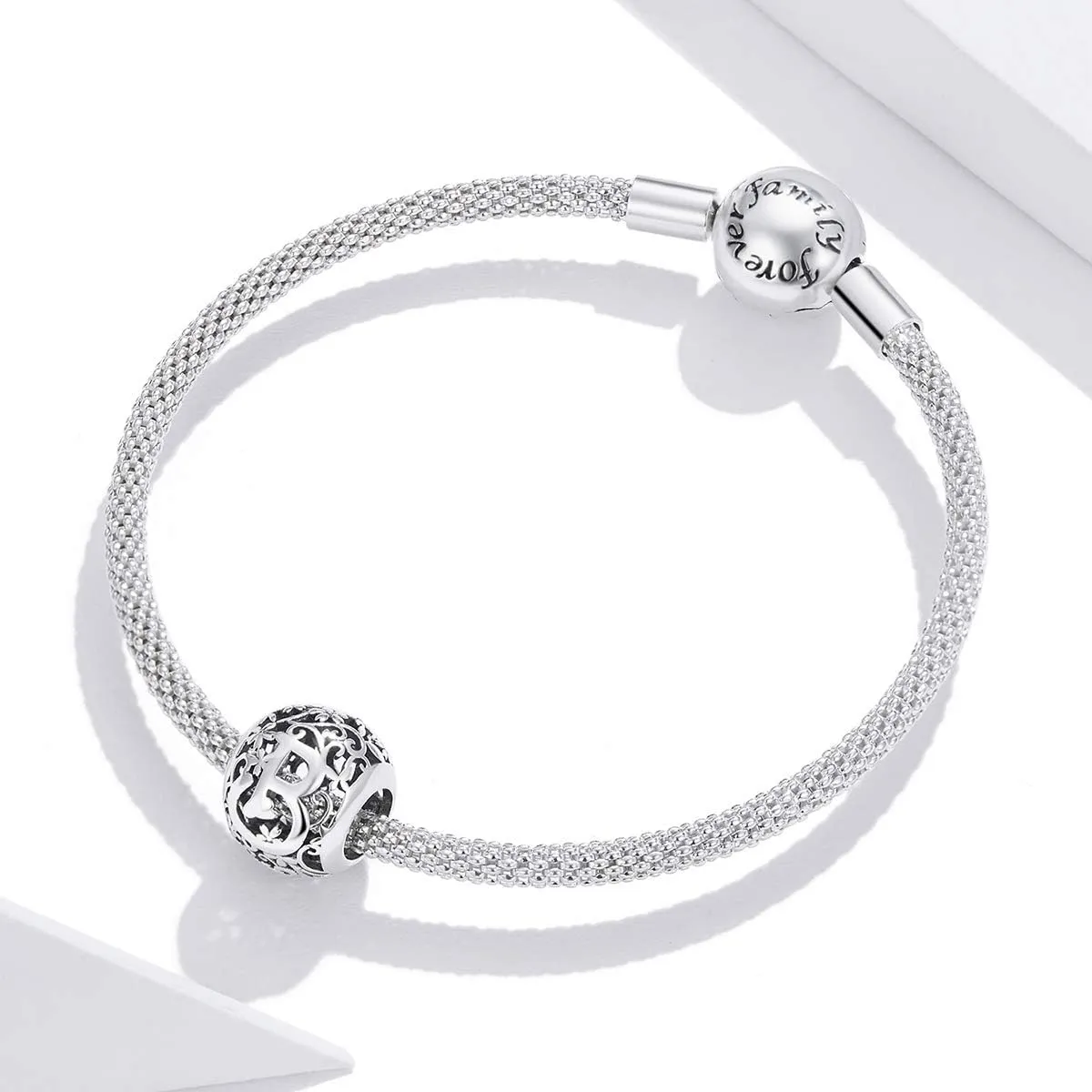 FOREVER QUEEN Letter Alphabet Charm A-Z Initial Charm Beads 925 Sterling Silver Letter Charms for Bracelets Necklace