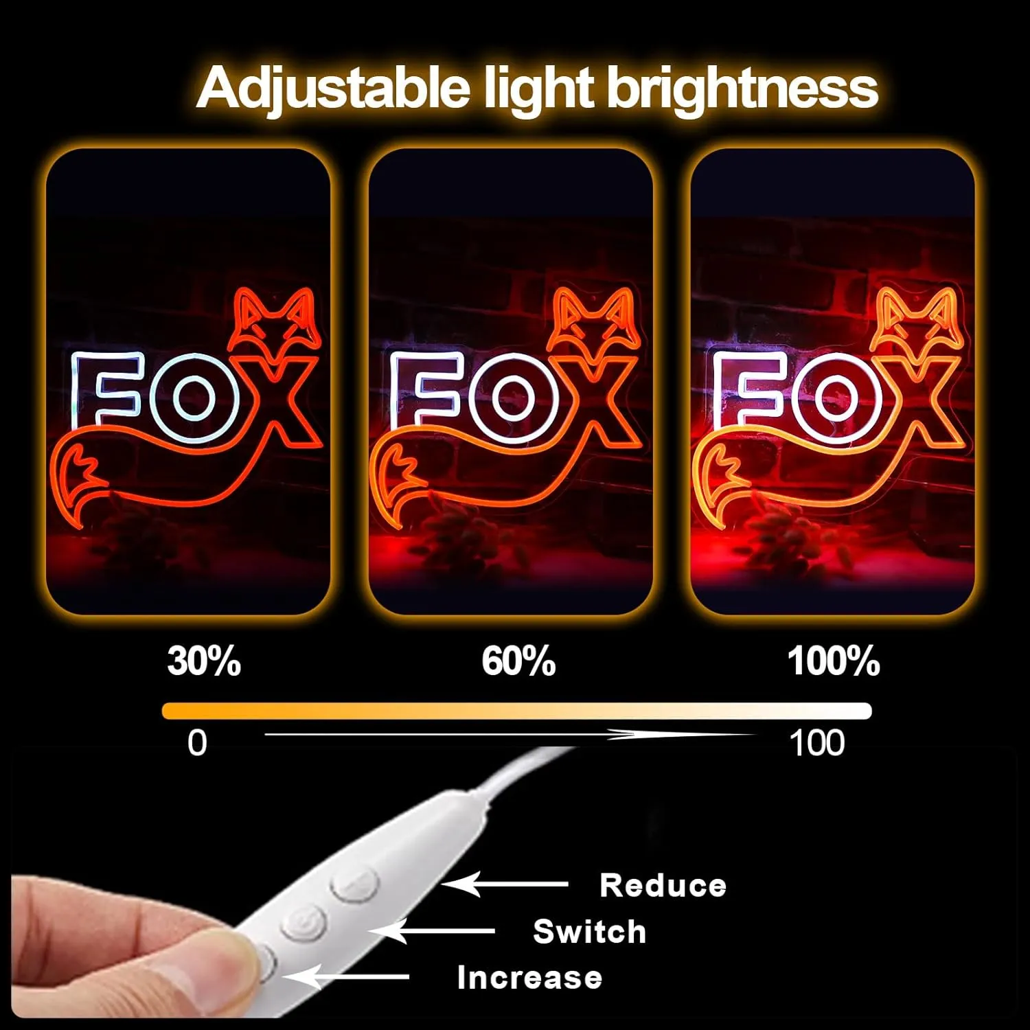 FOX LED Neon Sign,14.5x13 Inch USB Powered,for Room, Game Room & Party Art Wall Decor-Cute Fox Gift ﻿