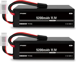 FPVERA 11.1V 3S LiPo Battery 5200mAh 80C with TR Plug for RC Car RC Truck Airplane Helicopter Boat Racing Car(2 Packs)