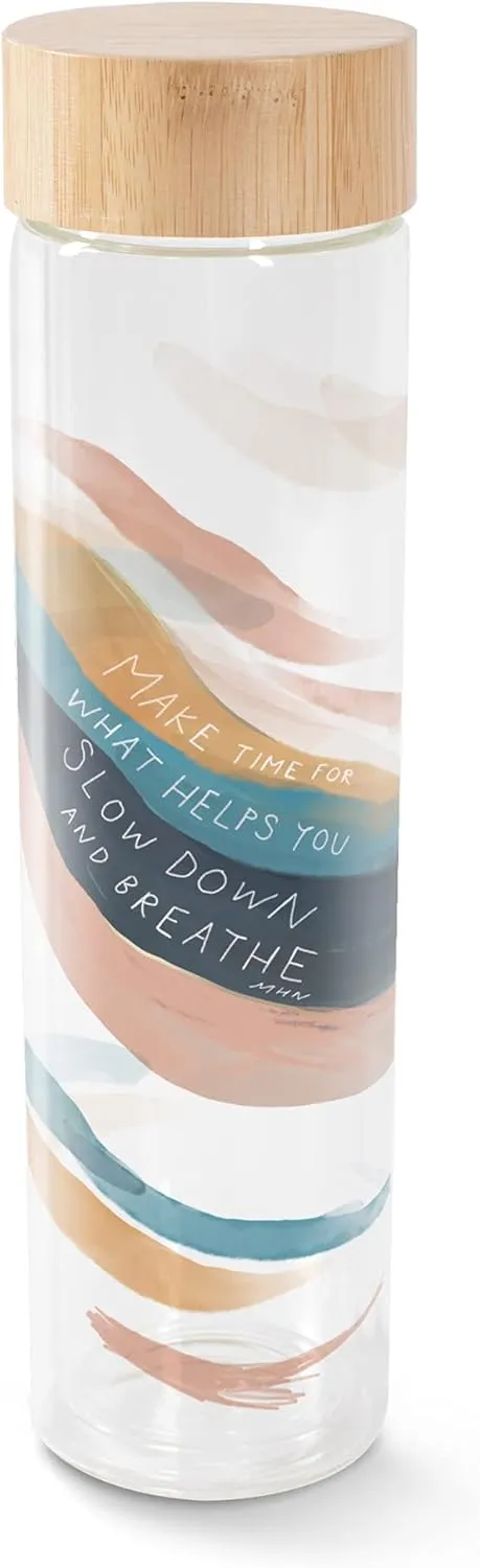 FRINGE STUDIO Glass Hydration Bottle, Make Time, Large, 16.9 fl oz/500 ML (404004),multi-colored