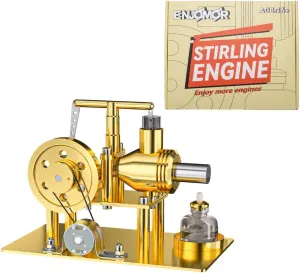 Full Metal Stirling Engine Model Kit, DIY Metal Balance Hot Air Stirling Engine Generator Model with Lights, Science Experiment Kits for Adults and Teens