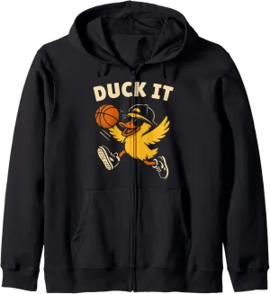 Funny Basketball Duck it Cool Sports Humor Duck Dunk Zip Hoodie