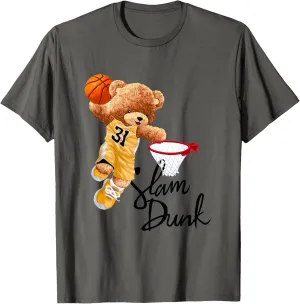 Funny Teddy Bear Slam Dunk, Teddy Bear Basketball T-Shirt