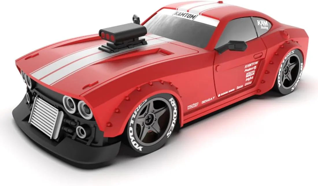 FunXylophy KM3299 1/32 Mini RC Drift Car, 2.4G 30KM/H Full Proportional 4WD RC Electric Mini Racing Drift Car Model with Headlight and Drifting Tires (RTR Version)