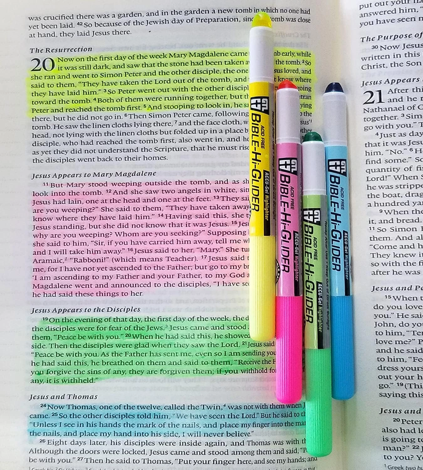 G.T. Luscombe Company, Inc. Accu-Gel Bible-Hi-Glider Inductive Bible Study Set | No Bleed Solid Gel Highlighter | No Smearing or Fading | Long Lasting Bright Translucent Colors (Set of 10) [Paperback]
