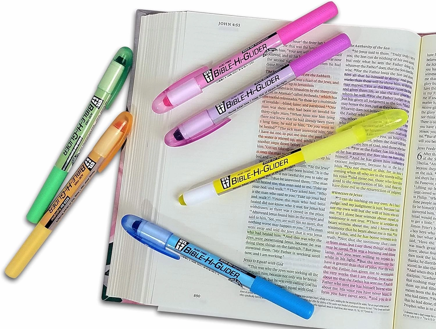 G.T. Luscombe Company, Inc. Accu-Gel Bible-Hi-Glider Inductive Bible Study Set | No Bleed Solid Gel Highlighter | No Smearing or Fading | Long Lasting Bright Translucent Colors (Set of 10) [Paperback]