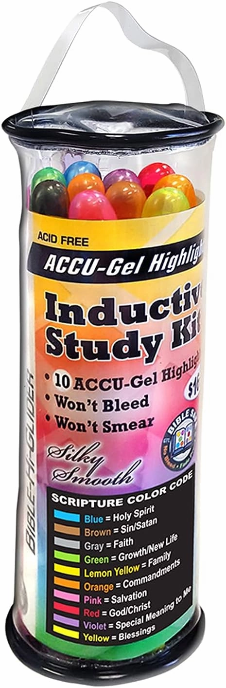 G.T. Luscombe Company, Inc. Accu-Gel Bible-Hi-Glider Inductive Bible Study Set | No Bleed Solid Gel Highlighter | No Smearing or Fading | Long Lasting Bright Translucent Colors (Set of 10) [Paperback]