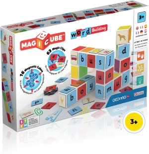 Geomag Magicube Word Building - 16 Cubes   63 Clips - Magnetic Building Set with Magnetic Cubes