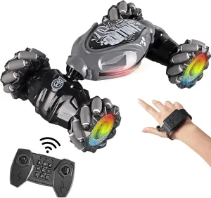 Gesture Sensing Deformation Remote Control car Stunt Twist car Manual Control Off-Road Vehicle Four-Wheel Drive Climbing boy Children's Toy (Grey)