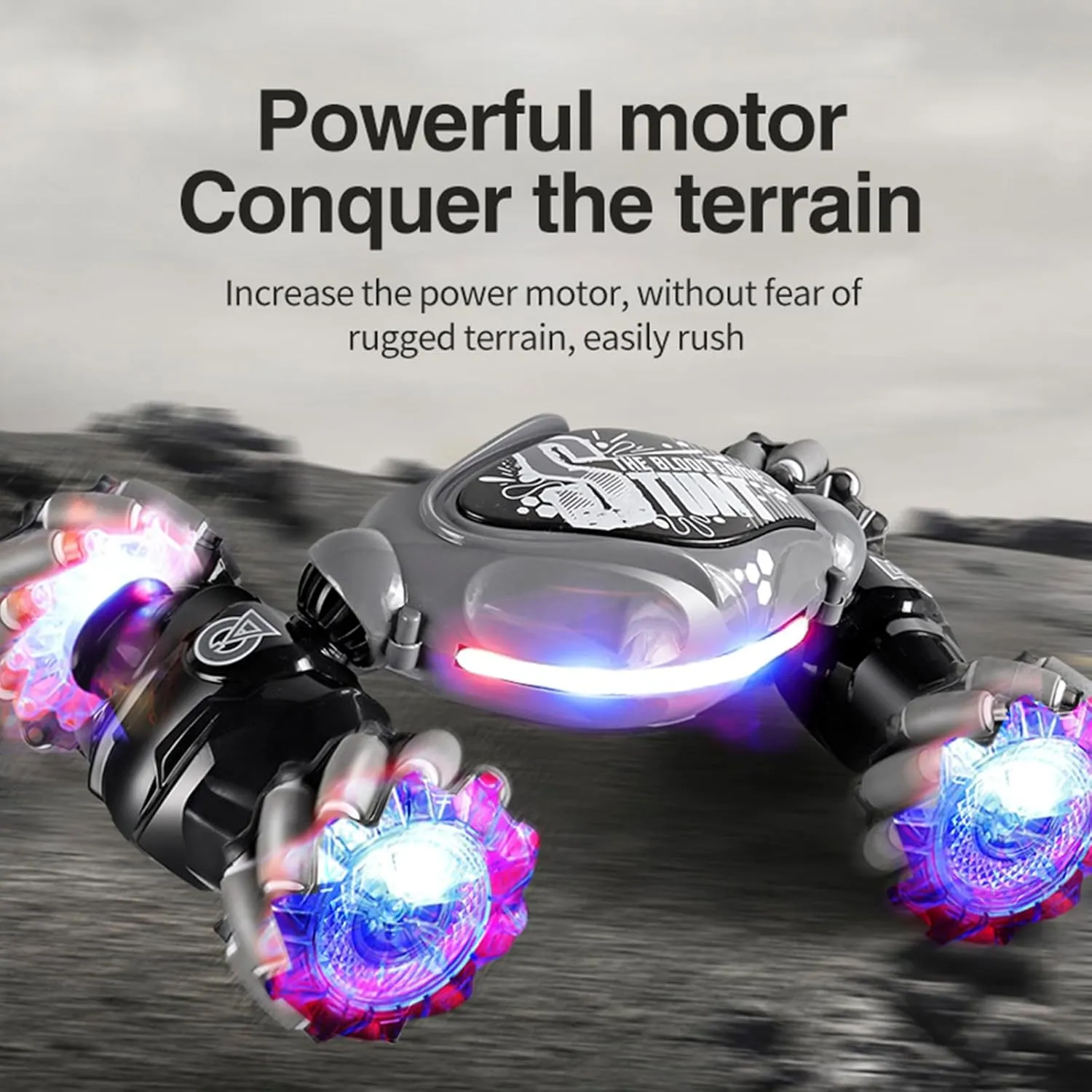 Gesture Sensing Deformation Remote Control car Stunt Twist car Manual Control Off-Road Vehicle Four-Wheel Drive Climbing boy Children's Toy (Grey)