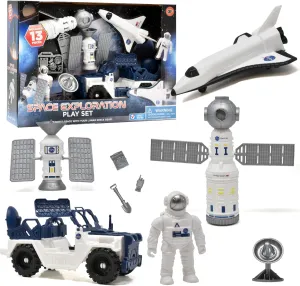 Gift Boutique NASA Space Exploration Shuttle Rocket Playset Astronaut Figure & Vehicles STEM Toy Outer Spaces Equipment Adventure Kit for Kids Ages 3 
