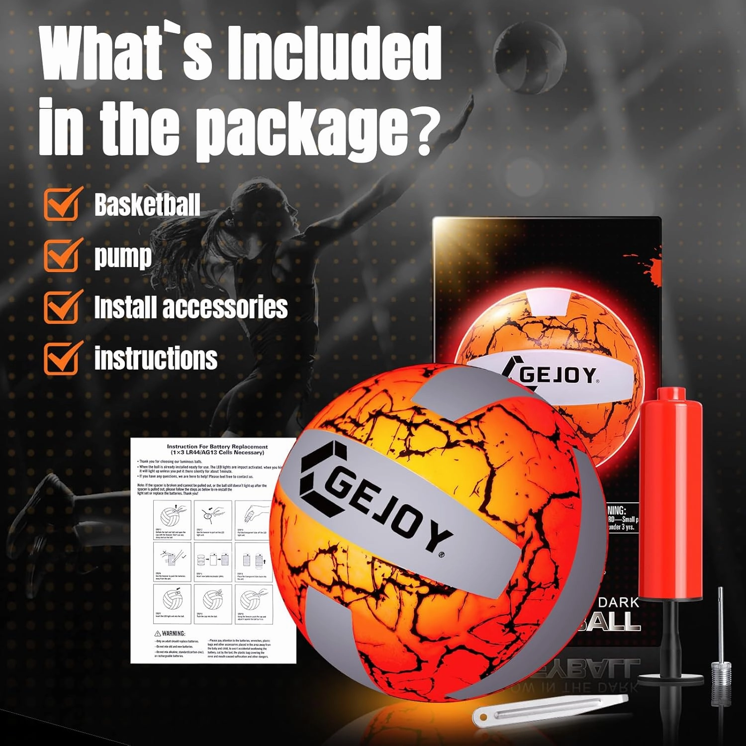 Glow in The Dark Ball LED Light up Basketball Football Volleyball Official Size Ideal Gift for Christmas Adult Man Teenage Outdoor Sport Birthday Accessories Stuff