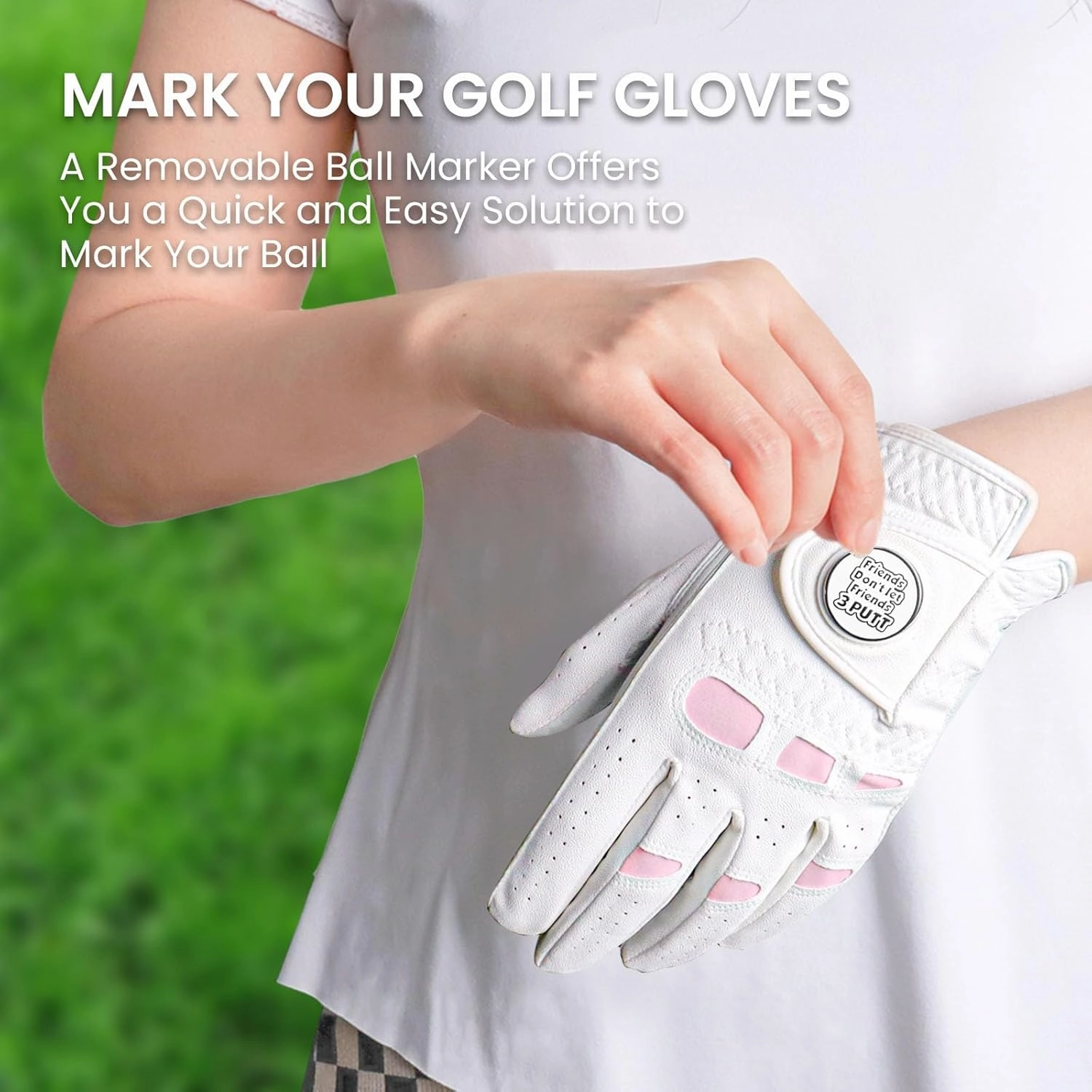 Golf Gloves Women Right Handed Golfer Left Hand with Ball Marker 6 Pack Leather Ladies Golf Glove All Weather Grip Rain Soft Size Small Medium Large XL