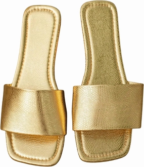GORGLITTER Women's Gold Sandals Cute Dressy Square Open Toe Summer Sandals