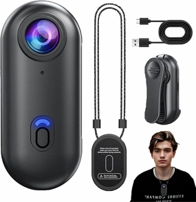 Gosnap - Go Snap Camera-4k Thumb Action Camera, Wearable Mini Gosnap Body Camera with 360° Rotation Spring Clip, Hands-Free POV Recording for Bike Cycling, Pet, Vlogging, Underwater (Black-1080)