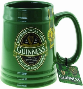 Guinness Green Ceramic Label Tankard | Official Merchandise Draught Branded Beer Drinking Cup