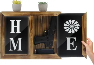 Gun Secret Concealment Furniture Decor for Pistols Handgun Wall Safe, Wooden Gun Storage Box w/Picture Frame