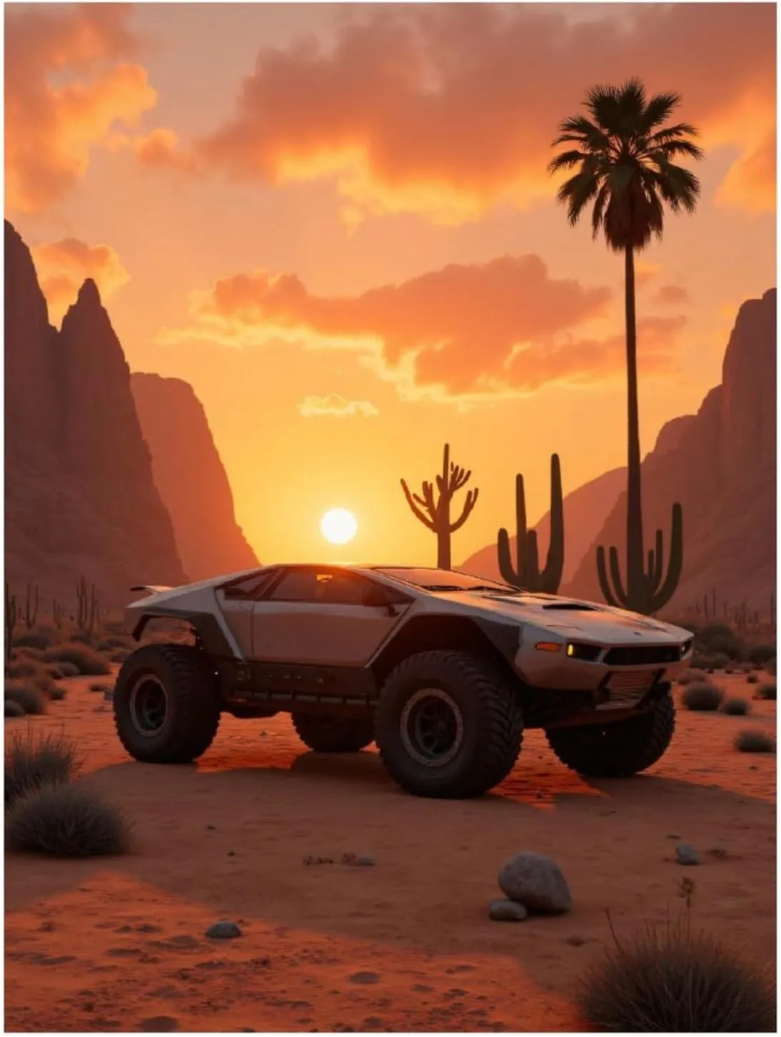 GVYGVY Diamond Art Kits for Adults - Offroad Desert Sunset Adventure DIY Frameless Diamond Painting Art and Crafts, Art Painting Kits with Diamond Home Wall Decor