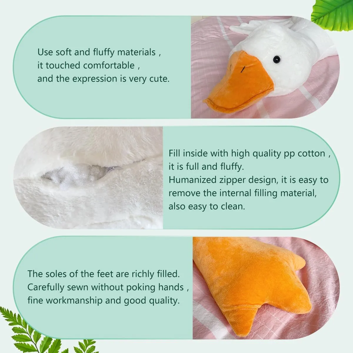 Haengbuk-Goose Stuffed Animal, 62.9in/160cm Giant Sleeping Hugging Pillow, Soft White Swan Plush Toy, Gift for Kids, Friends or Family