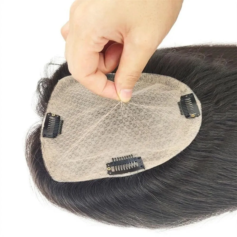 Hair Toppers for Women Curly Human Hair Toppers for Women Brazilian Remy Hair Pieces 8-22 Inch Deep Curly Hair Clip In Swiss Lace Base Hair Topper for Thicking Hair Hair Topper Clips(8 Inch)