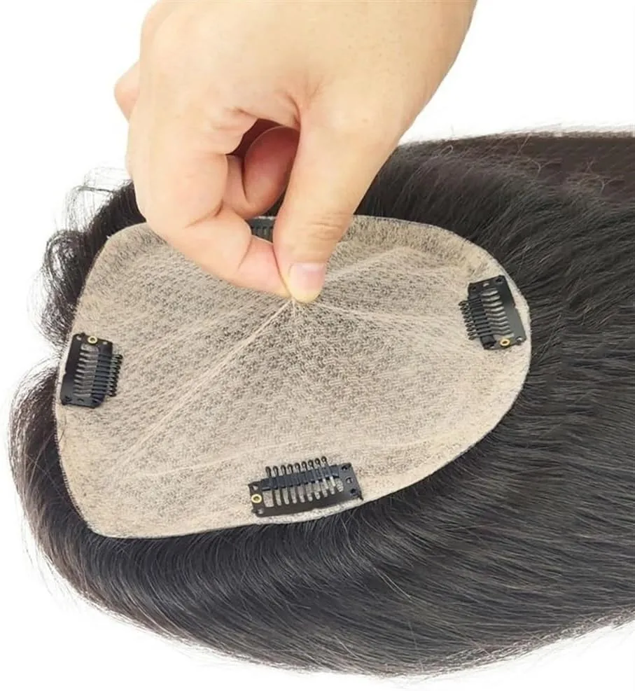 Hair Toppers for Women Curly Human Hair Toppers for Women Brazilian Remy Hair Pieces 8-22 Inch Deep Curly Hair Clip In Swiss Lace Base Hair Topper for Thicking Hair Hair Toppers with Bangs(8 Inch)