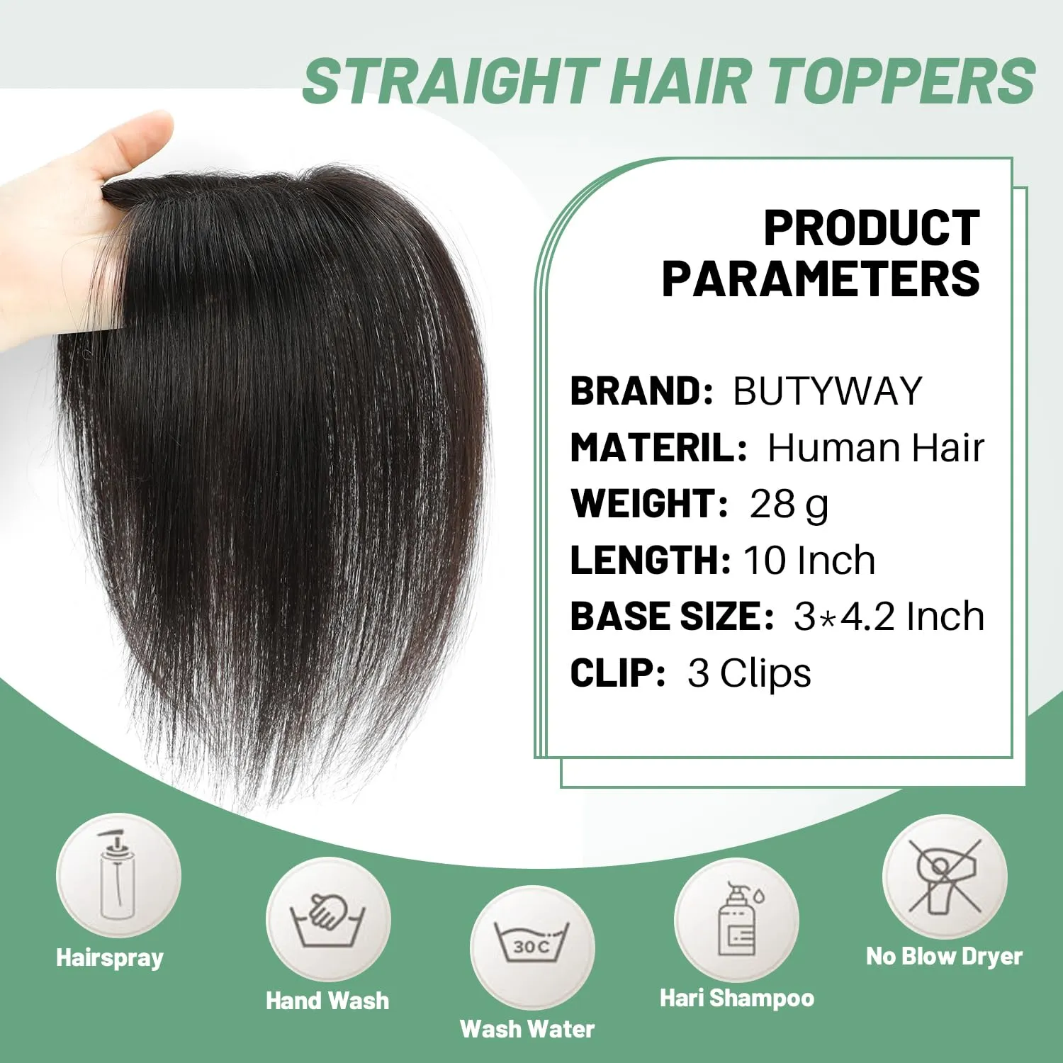 Hair Toppers for Women Hair Pieces for Women with ThiningHair HumanHair Toppers Handmade Upgrade Swiss Base 8 * 11CM Clip In Topper Hairpieces HairLoss Cover Gray Hair 10inch(Dark Brown)