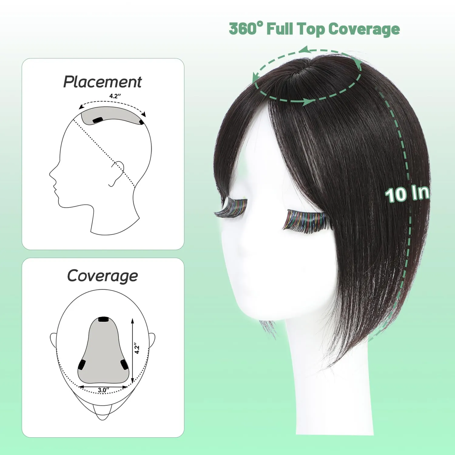 Hair Toppers for Women Hair Pieces for Women with ThiningHair HumanHair Toppers Handmade Upgrade Swiss Base 8 * 11CM Clip In Topper Hairpieces HairLoss Cover Gray Hair 10inch(Dark Brown)