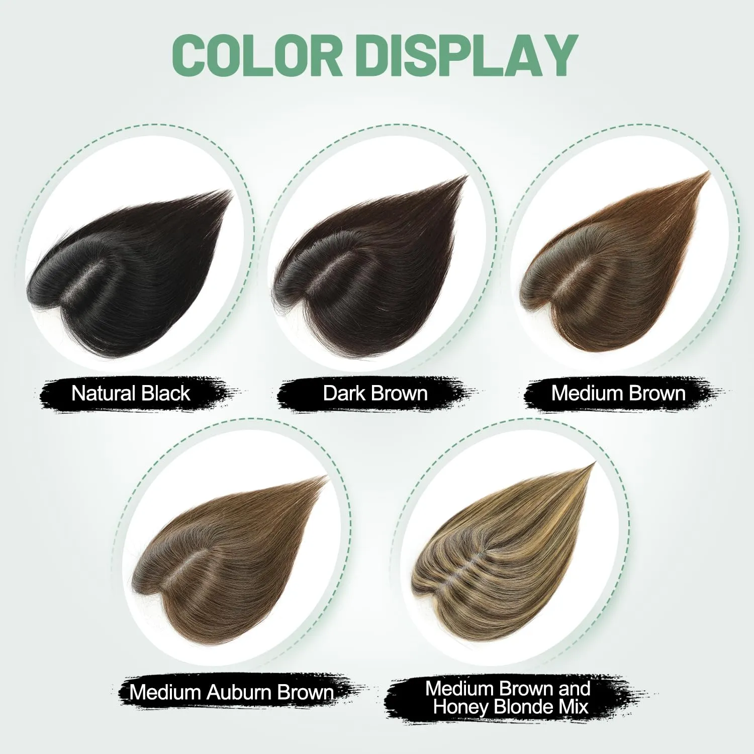 Hair Toppers for Women Hair Pieces for Women with ThiningHair HumanHair Toppers Handmade Upgrade Swiss Base 8 * 11CM Clip In Topper Hairpieces HairLoss Cover Gray Hair 10inch(Dark Brown)