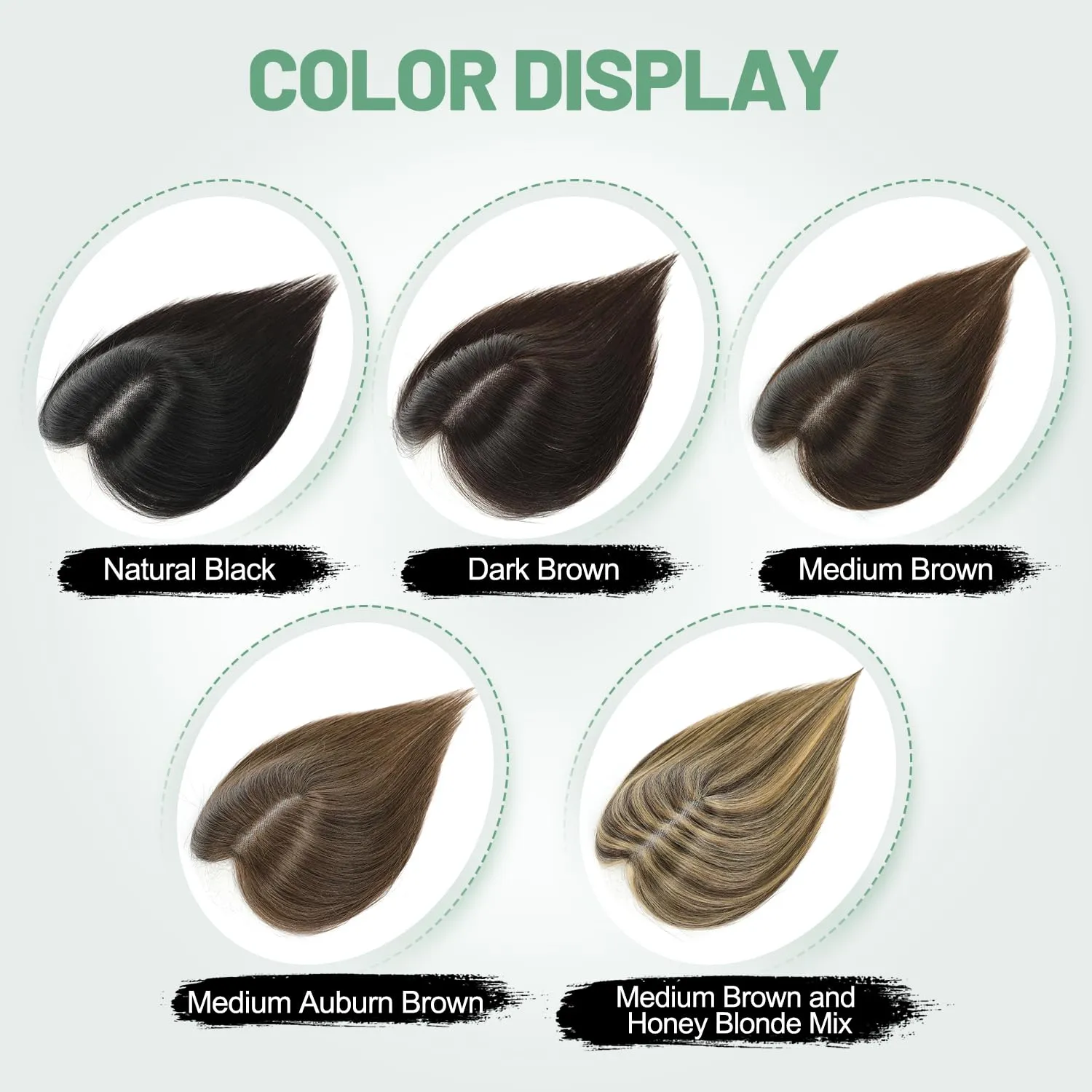 Hair Toppers for Women Real Human HairToppers HairPieces for Women with Thining Hair Handmade Upgrade Swiss Base 8 * 11CM Clip In Topper Hairpieces 4T10/16