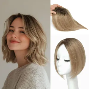 Hair Toppers for Women Real Human HairToppers HairPieces for Women with Thining Hair Handmade Upgrade Swiss Base 8 * 11CM Clip In Topper Hairpieces 4T10/16