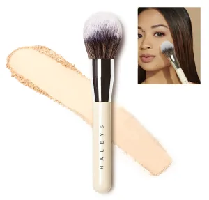 HALEYS Powder Brush VEGAN CRUELTY-FREE, Soft, Streak-free, Perfect Blending, Buff, Blurs, Smooths, Control, Precision, Complexion tools, For powder, setting powder, blush, Sustainable Wood Handle
