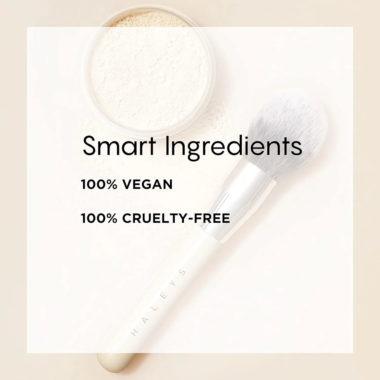 HALEYS Powder Brush VEGAN CRUELTY-FREE, Soft, Streak-free, Perfect Blending, Buff, Blurs, Smooths, Control, Precision, Complexion tools, For powder, setting powder, blush, Sustainable Wood Handle