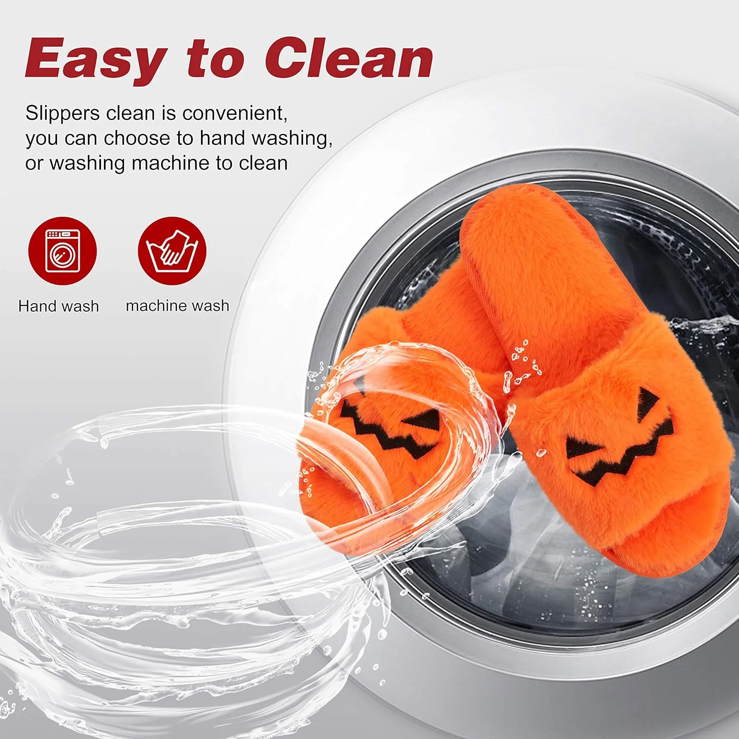 Halloween Slippers Pumpkin Slippers Women Cartoon Furry Face House Shoes Memory Foam Non-slip Rubber Sole Soft Slip Home Shoes Indoor and Outdoor Halloween Gifts for Girls Ladies