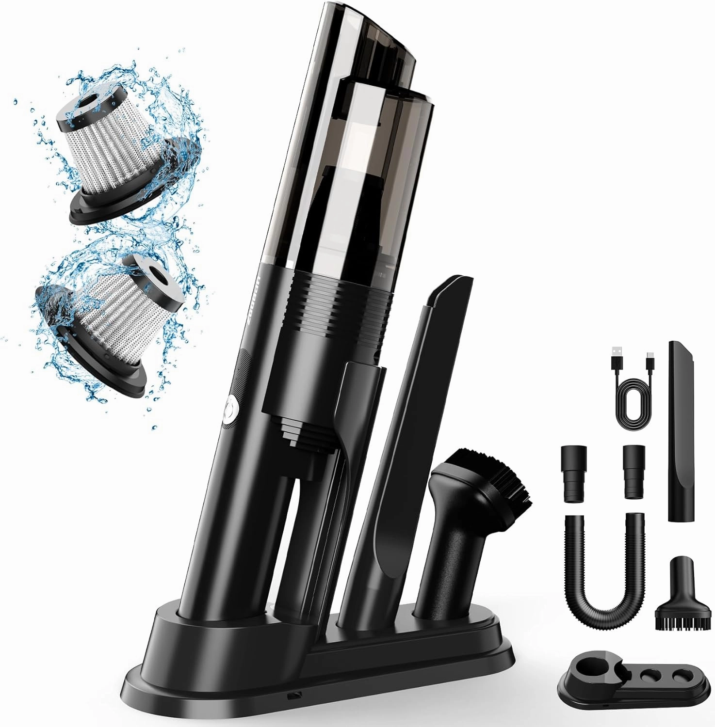 Handheld Vacuum Cordless, Portable Car Vacuum with 2-Speed, 10KPA Powerful Suction Vacuum Cleaner with Charging Dock, Lightweight 4-in-1 Mini Hand Held Vacuum for Car Home Pet Office and Pet Hair 115B
